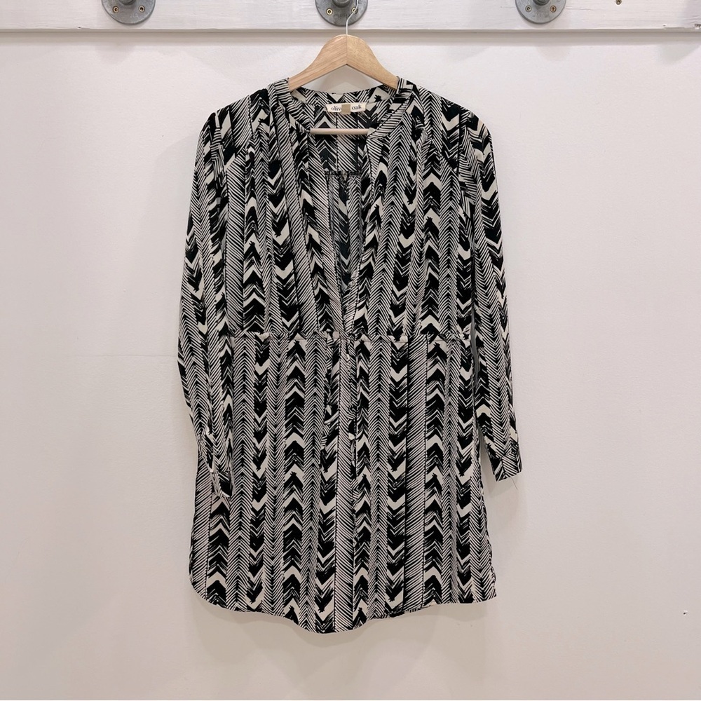 Olive and Oak black and white herringbone dress